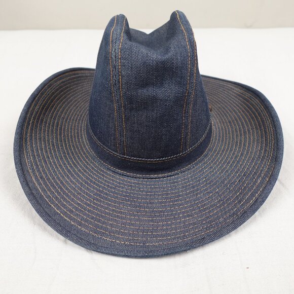Vintage USA Levi's Denim Rodeo Cowboy Hat Size 7 3/8 Western 1970s - Picture 9 of 10